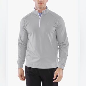 Deolax Men's Light Gray Quarter-Zip Performance Pullover Quarter Zip